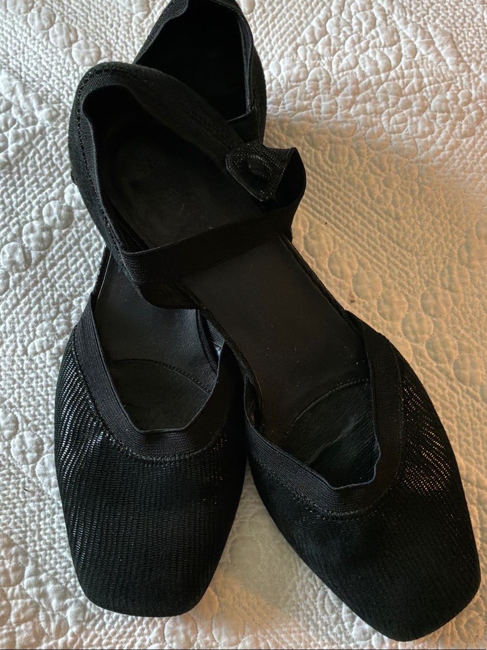 Vaneli Black Mary Jane Square-Toe Ballet Flats